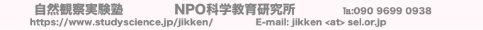 自然観察実験塾 NPO科学教育研究所 ℡:090 9699 0938
https